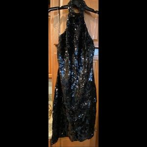 Black sequin cocktail dress